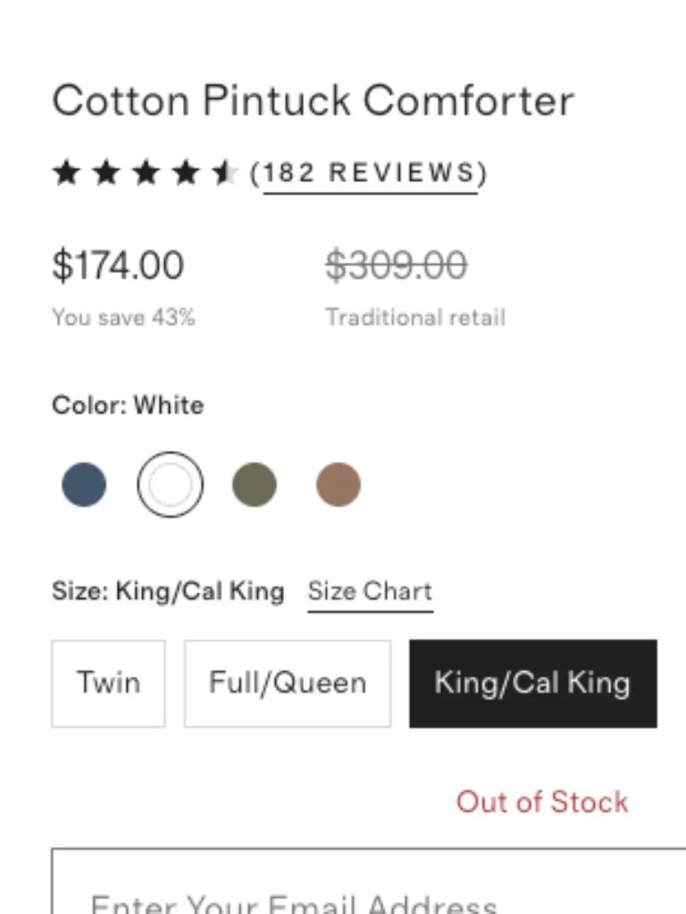 Quince Cotton Pintuck Comforter – King/Cal King – White – Excellent Return Condi